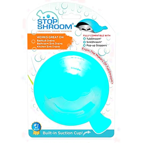 StopShroom STBLU232 Universal Stopper Plug Cover for Bathtub, Bathroom and Kitchen Drains, Aqua