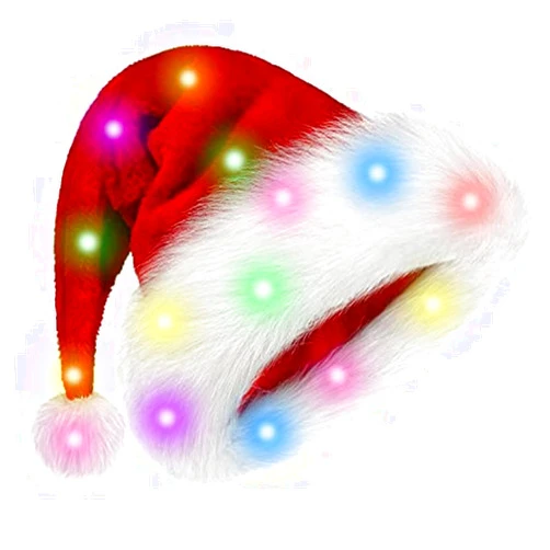 Cmtuuy Santa Hat, Christmas Hat With Colorful Led Strip Light,Unisex Velvet Santa Hats Bulk, For Xmas New Year Christmas Party
