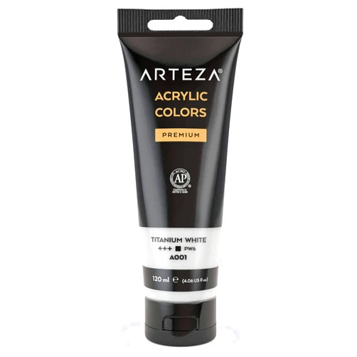 ARTEZA Acrylic Paint, Titanium White Color, (120 ml Pouch, Tube), Rich Pigment, Non Fading, Non Toxic, Single Color Paint for Artists & Hobby Painters