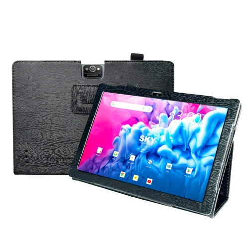 Transwon (for Sky PAD 10 Max Tablet, Rear Middle Camera) Transwon Case for Sky Devices Sky PAD 10MAX Tablet 10.1, PAD10Max Tablet Case/with Stand/Stylus Holder/Magnetic Closure/Velcro Strip- Black