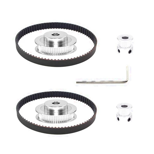 Befenybay 2Kit 2GT Synchronous Wheel Aluminum Timing Pulley with 2pcs Length 200mm Width 10mm Belt (20-60T-6.35B-10)