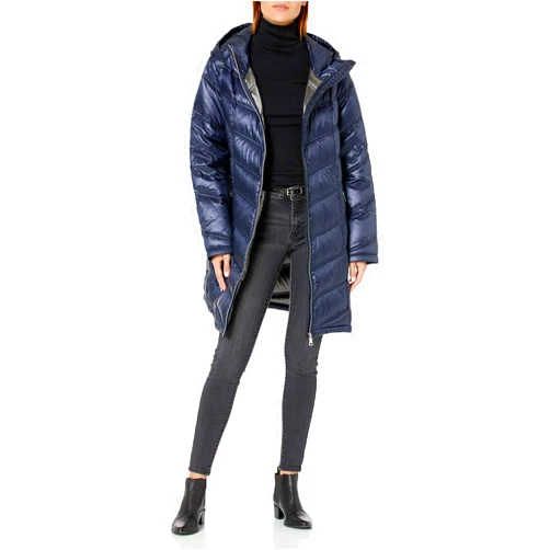 Calvin Klein Women's Hooded Chevron Packable Down Jacket (Standard and Plus)