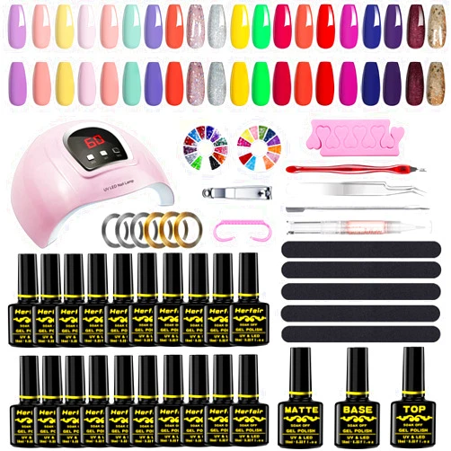 SUPSTRO Gel Nail Polish Kit with UV Light 54W LED Nail Lamp,20 Colors Gel Polish Kit,All-in-One Gel Manicure Kit for Women with Matte Top Base Coat,Manicure Accessory Tools Starter Kit for Girls -03