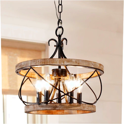 Chords Attic 5-Light Farmhouse Wood Chandelier Light Fixture, 15.7