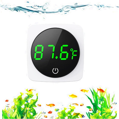 PAIZOO Aquarium Thermometer, LED Digital Fish Tank Thermometer High Accurate to ±0.9℉, Aquarium Fish Tank Accessories for Betta, Goldfish, Axolotl, or Aquatic Pet, White