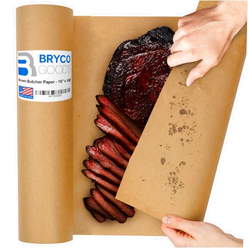 Bryco Goods Brown Kraft Butcher Paper Roll - 18 Inch x 100 Feet Brown Paper Roll for Wrapping and Smoking Meat, BBQ Paper for the Perfect Brisket Crust - Durable, Unbleached and Unwaxed Food Grade Grilling Paper Brown 18 Inches x 100 Ft