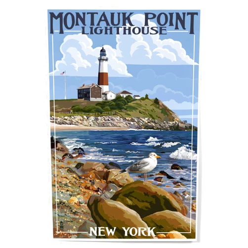 Lantern Press 12x18 Inch Art Print Wall Decor, Montauk Point Lighthouse, New York