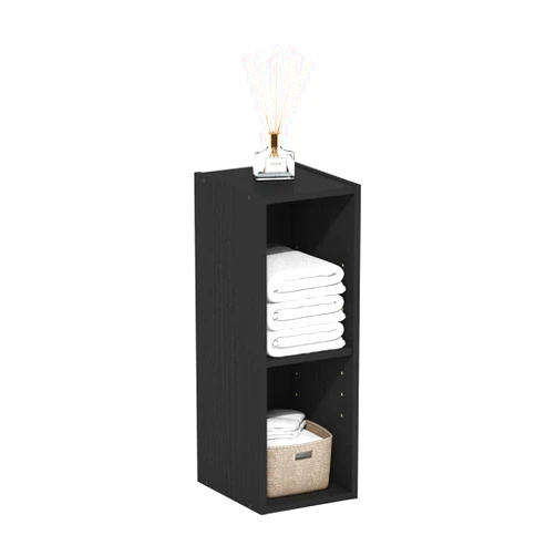 Furinno Fulda Book Shelf, 2-Tier Narrow Bookshelf, Bookcase with 8-in Width Storage Shelf, 9.3 x 7.9 x 21.2, for Living Room, Bedroom, Home Office, Blackwood