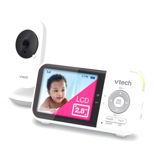 VTech VM819 Baby Monitor, 2.8” Screen, Night Vision, 2-Way Audio, Temperature Sensor and Lullabies, Secure Transmission No WiFi