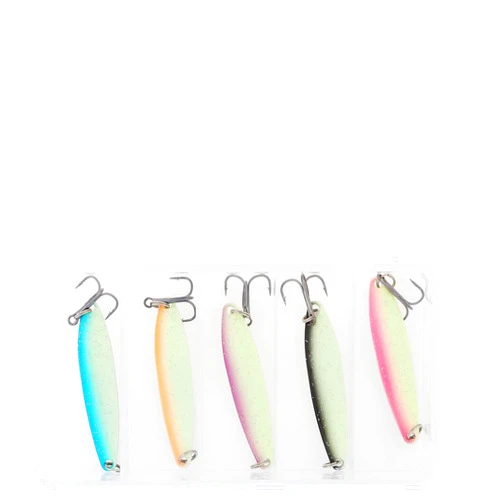 OriGlam 5pcs Luminous Fishing Spoons Metal Lures Hard Baits, Spinnerbaits Fish Fishing Lure Jig Glow for Salmon Bass Trout