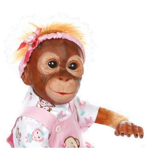 Zero Pam Realistic Reborn Monkey Baby Girl Reborn Monkey Doll with Brown Hair,20 inch 51cm