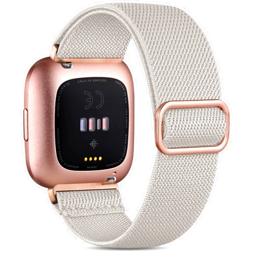 Witzon Compatible with Fitbit Versa 2 Bands for Women Men, Soft Breathable Versa 2 Solo Loop Sport Strap, Versa Lite Versa SE Replacement Accessories Adjustable Braided Nylon Versa 2 Band, Starlight