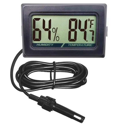JLENOVEG Mini Reptile Terrarium Thermometer Hygrometer with Probe Reptile Thermometer and Humidity Gauge Digital Pet Thermometer with Fast Readout for Turtles Lizards Care Aquariums (Black)