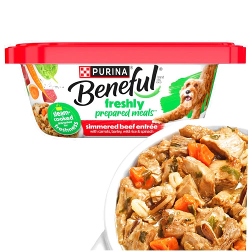 Beneful Purina Beneful Dog Food Freshly Prepared Meals Simmered Beef Entree with Carrots, Barley, Wild Rice and Spinach - (Pack of 8) 10 oz. Tubs