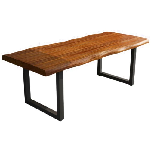 ZCY HOME Solid Wood Simple Study Table Home Living Room Wooden Coffee Table Iron Base Stable Load-Bearing Solid Wood Tabletop Polished Smooth Suitable for Living Room Study Office Reception Room (Color : Brow