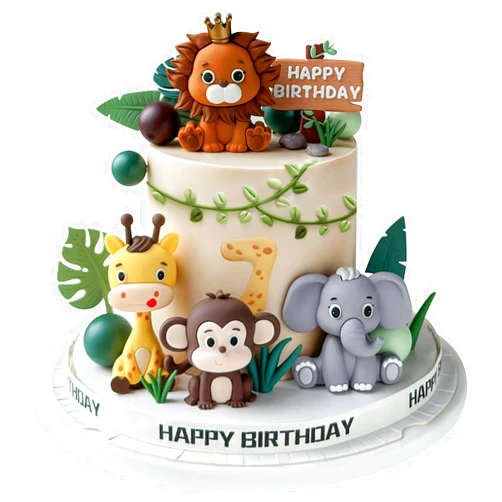 Zafena 19pcs Safari Animal Cake Topper - Jungle Wild Cake Toppers with Leaves Balls Cake Decorations for Safari Animals Themed Birthday Party Decorations (Safari Animal Style)