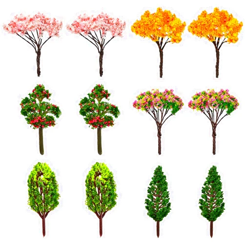 HUIANER Miniature Fairy Garden Tree Plant Ornament, Miniature Dollhouse Pots Decor Moss Micro Landscape DIY Craft Garden Ornament 12 Pcs