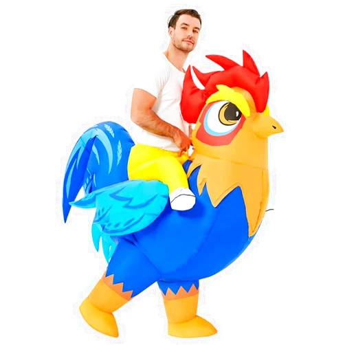 JUROSAICA Chicken Costume Adult Inflatable Costume Ride On Blow Up Rooster Animal Suit Funny Halloween Thanksgiving Costume Christma Gift For Men Women Party