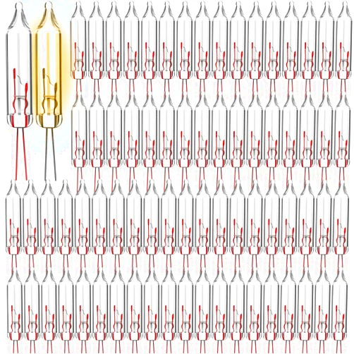 Mudder 100 Pcs Christmas Mini Replacement Light Bulbs Christmas Tree Lights Incandescent Wire String Lights Replacement Bulbs for Home Xmas Indoor/Outdoor Decorative Supplies(Warm White,2.5V*0.1A)