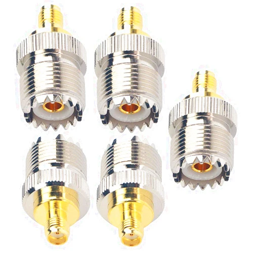 onelinkmore RF Coax Adapter SMA Female to SO239 Female UHF Jack SO-239 Antenna Cable Connector for UV-5R Series Radio Pack of 5