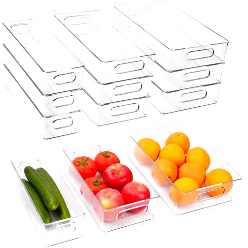 ZHOHO TANT 9 Pack Refrigerator Organizer Bins,3 Sizes Clear Pantry Storage with Handles for Fridge, Freezer, Shelves, Drawer, Bins, Snack Organizer for Home & Kitchen