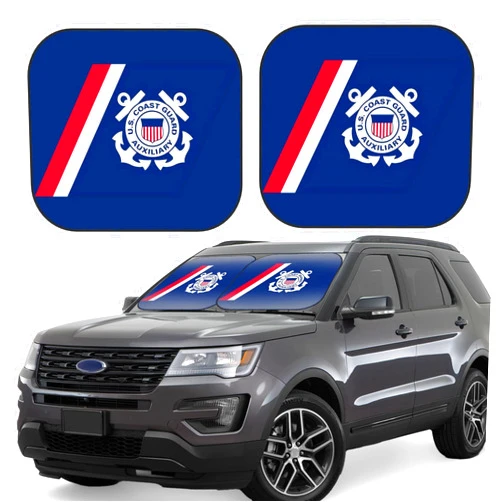 LSNTY United States Coast Guard 2 Piece Car Windshield Sun Shade for Front Window Blocks Foldable Automotive Interior Accessories Protection Most Sedans SUV Truck