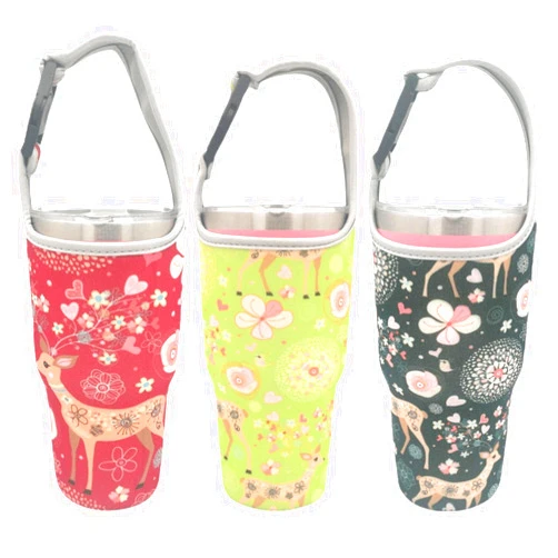 Lixiaoman 3 Pack Tumbler Carrier Holder Pouch for All 30oz Stainless Steel Travel Insulated Coffee Mug,Neoprene Sleeve with Carrying Handle Reusable (3)