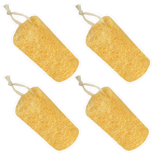 AhaTopia Natural Loofah Sponge (4 Packs), 6“ Natural Loofah Exfoliating Body Scrubber Egyptian Loofa Eco 100% All Natural luffa Cleaning for Men Women Deep Clean Skin