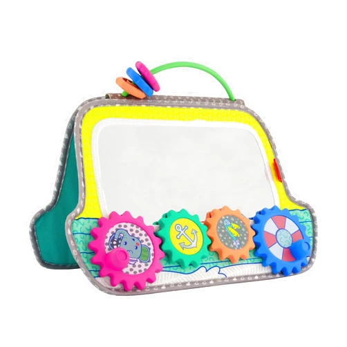 Infantino Busy Board Mirror & Sensory Discovery Toy Boat for Fine Motor Skill Development with Gears, Beads, High Contrast Prints, Tummy Time, Sit & Play or On The Go, for Newborns, Babies & Toddlers