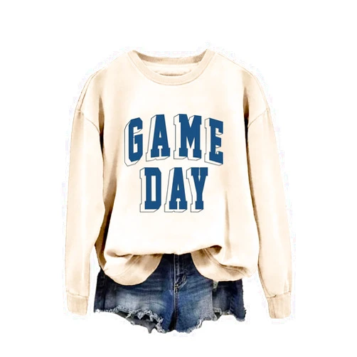 Generic Game Day Sweatshirt Women's Long Sleeve Pullover Top Football Season Casual Tops