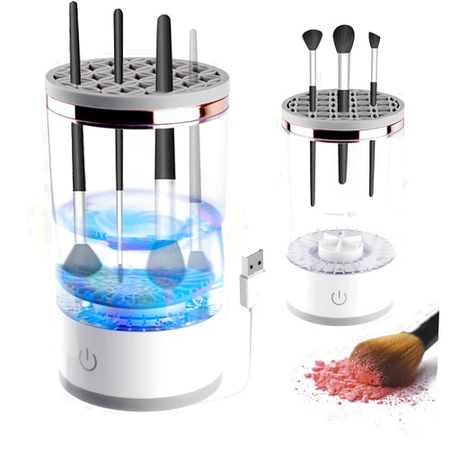 Apauls Newest Automatic makeup Brush Cleaner Machine,Electric Brushly Pro Cosmetic Spinning Brush Cleaner and Dryer, Fit for All Size Makeup Brush Accessories (White）