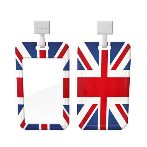 Stocakes ID Badge Holder, Old British Flag Union Jack ABS ID Badge Holder with 1 Clear ID Window and a Detachable Neck Lanyard