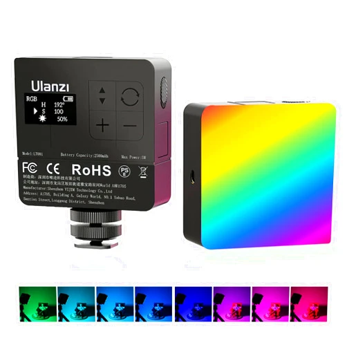ULANZI VL49 Pro RGB Video Light, Mini Rechargeable LED Camera 360° Full Color Portable,2500-9000K Dimmable LED Panel Lamp w LCD Display,Photography Lighting Support Magnetic Attraction