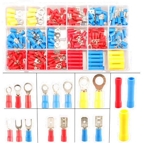 Feggizuli 300pcs 18 Types Crimp Connectors, Ring Spade Fork Butt Wire Connectors Kit, 6.3mm Male and Female Spade Connector kit, Quick Disconnect Crimp Terminals Electrical Connectors, Electrical Terminals