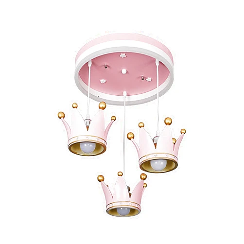 CEKUXPS Pink Crown Chandelier Light Fixtures Cartoon Modern Princess Chandelier Suitable for Boys and Girls Sleeping Bedroom Children's Room Kindergarten Clothing Store Study Room Restaurant