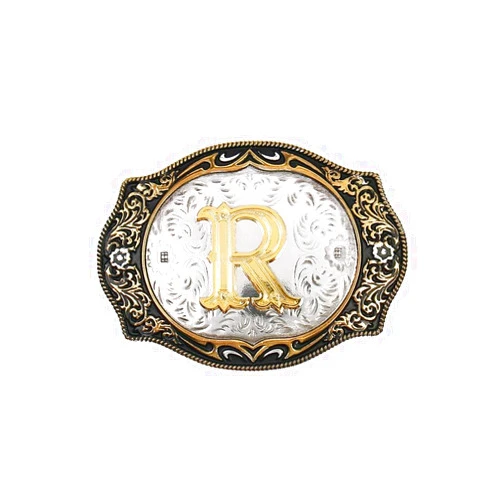 HUABOLA CALYN Western Belt Buckle Initial Letters ABCDMRJ to Z Cowboy Rodeo Small Gold Belt Buckles for Men Women