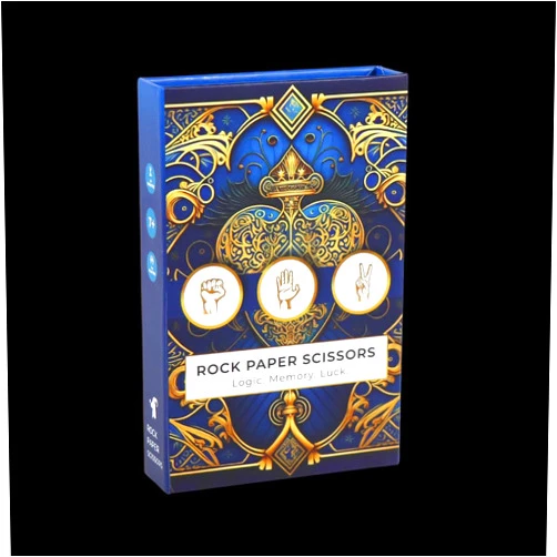 Whispering Goat Rock Paper Scissors: Logic. Memory. Luck. 2-3 Players, Ages 7+, 10mins. A Logic-Based Card Game by Whispering Goat. Easy to Learn; Hard to Master.