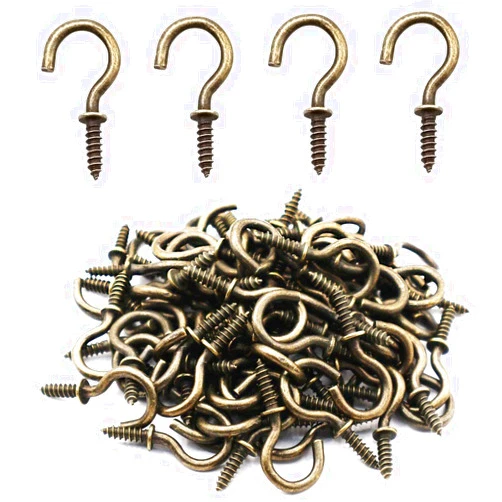 IDEALSV Small Screw Hooks Bronze Ceiling Hooks 5/8'' Screw-in Lights Hooks Jewelry Hooks for Hanging Hooks (40 Pack)