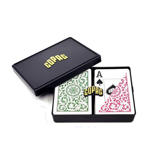 Copag 1546 Design 100% Plastic Playing Cards, Bridge Size (Narrow) Green/Burgundy (Jumbo Index, 1 Set)