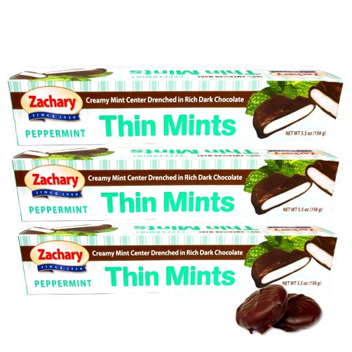Zachary Chocolates ZACHARY PEPPERMINT THIN MINTS 5.5 OZ. ( 3 PACK ) - Set of 2