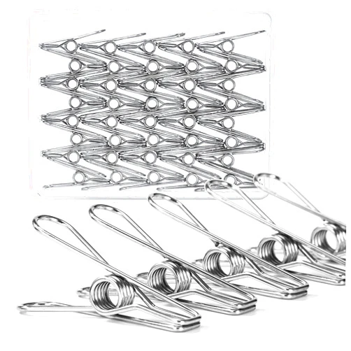 Bannifll Clothespin Laundry Clip 40 PCS Heavy-Duty Durable Clamp Metal, Clothes Pegs Multi-Purpose Clip, 2.36 Inche for Home Kitchen Food Bag Outdoor Travel Office 2.36inch-1
