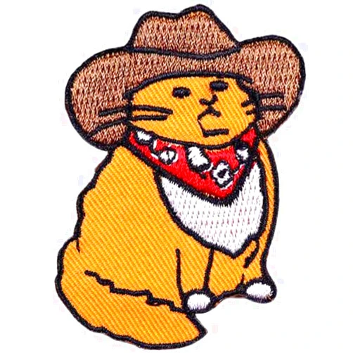 DOMINR Western Cowboy Cat Patch Embroidery Cute Animal Embroidery Patch Appliques Iron On/Sew On Patches Funny Embroidered Patches Emblem Embroidered Patches for Backpacks Jackets Hat Clothes DIY Decoration
