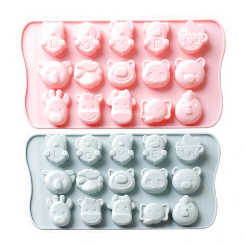 REKIDOOL Happy Farm Confectioners Molds Set, 2 Pieces Non-stick Chocolate Silicone Mold for Cake Cookies Candy Jelly Gummy Handmaking-soap, Ice Tray, Cupcake Topper