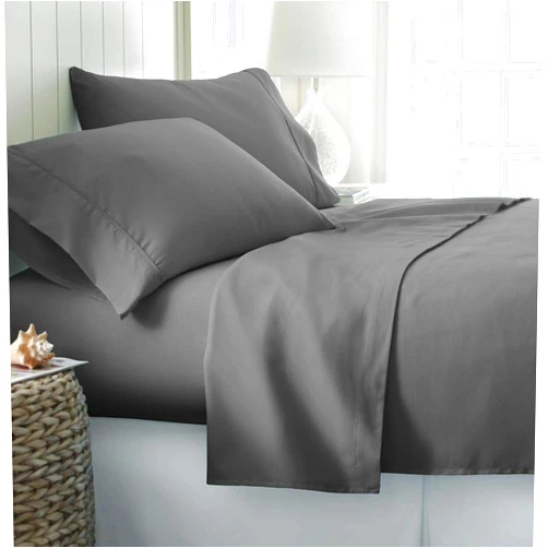 Egyptian Cotton Collection Solid Pattern 550 Thread Count Rich Egyptian Cotton Quality 4-Pieces Luxurious Sheet Set Fits Mattress 10-12