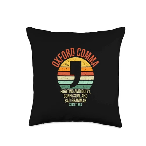 English Writer Grammar Police Shirts and Gifts Oxford Comma Fighting Bad Grammar | Proofreader Editor Joke Throw Pillow