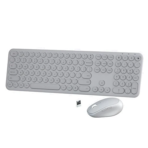 Cloud-W Wireless Keyboard Mouse Combo - 2.4Ghz Aesthetic Quiet Keyboard and Mouse Wireless - 110 Keys Full Size Ultra-Thin Keyboard for Laptop, Computer, PC, Notebook, Windows, Mac OS (Gray)