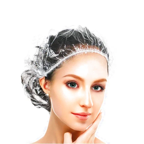 FirstKitchen 100PCS Disposable Shower Caps, Elastic Plastic Clear Hair, Medium Shower Cap, Thicker Waterproof Clear Bath Caps for Women Short Hair Treatment, Salon, Spa, Hotel, Travel(17.3