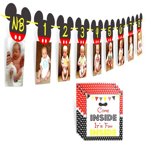 Orangedolly Mouse Birthday Party Supplies - Theme Photo Banner and Party Signs -Mouse Clubhouse Decoration