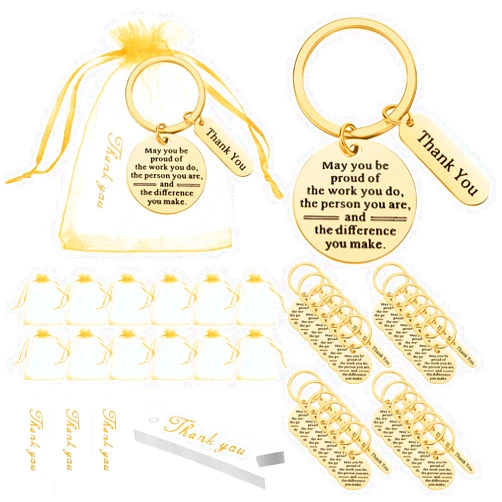 Yinkin 72 Pcs Employee Appreciation Gifts Bulk Thank You Gifts Organza Bags with Thank You Cards for Coworkers Staff Favors