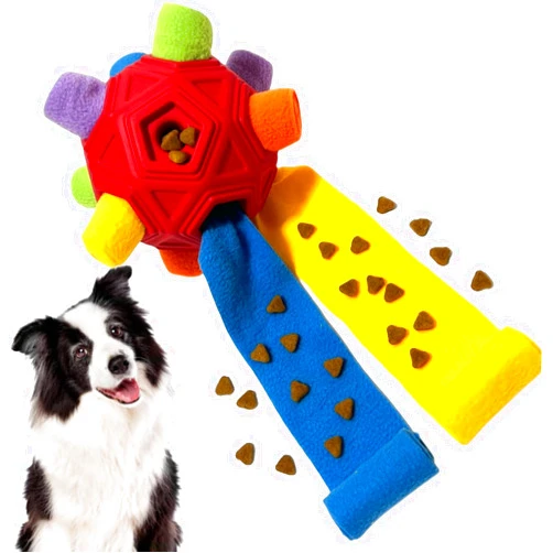CIIVURR Snuffle Ball for Dog Toys Unbreakable Upgrade Ball Interactive Toy Foraging Snuffle Mat Puppy Treat Dispenser Slow Feeder Dog Puzzle Toys for Small, Medium, Large Pets (Red Rainbow)